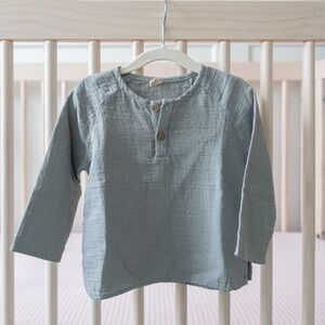 Quincy Mae Steel Blue Zion Shirt - Size 18-24 months